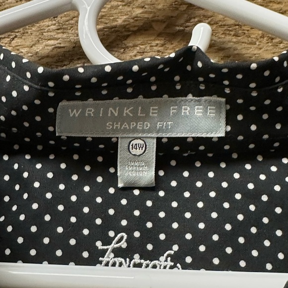 Foxcroft Wrinkle-Free Polka Dot Button-Up Shirt - Size 14W - Picture 7 of 10